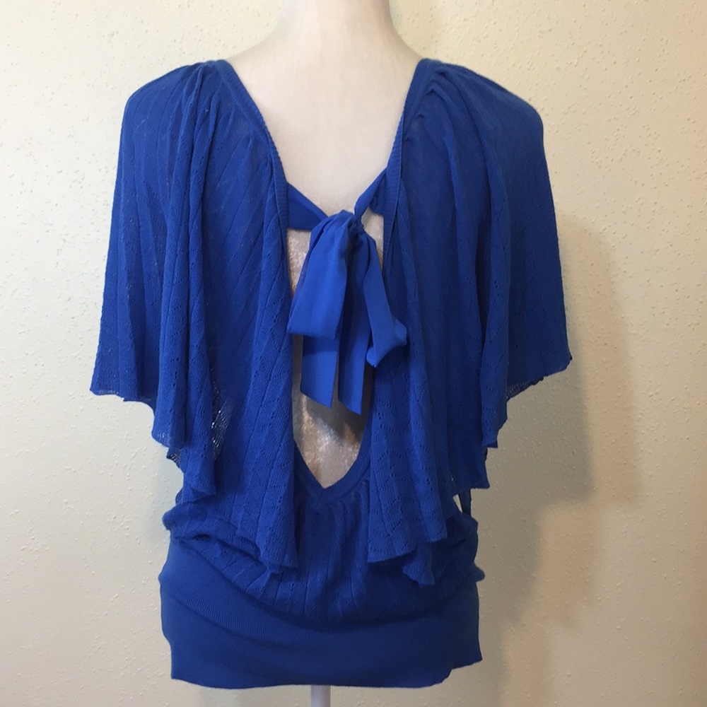 ❤️Guess Blue V Neck Top with Side Cutouts